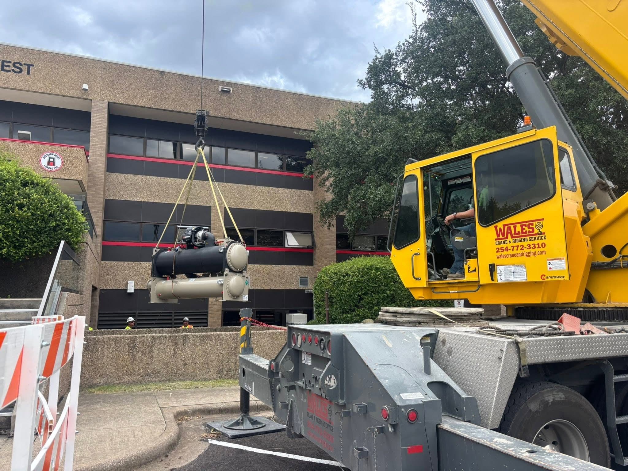 Commercial mechanical installation beside a Central Texas facility